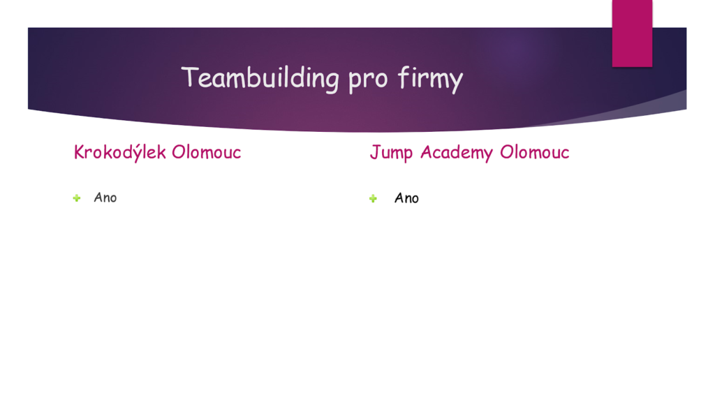 Teambuilding Jump Academy oproti Krokodylek Olomouc